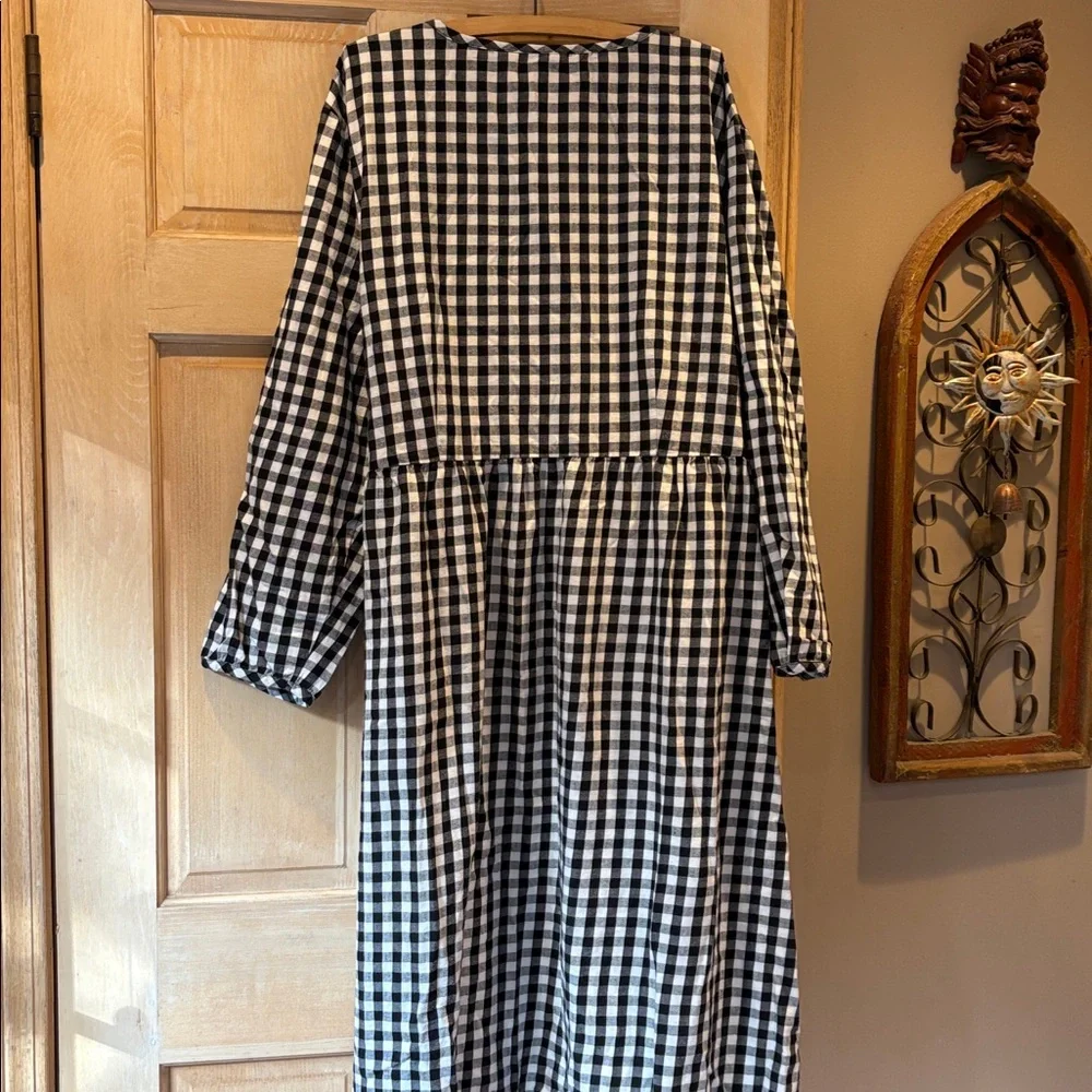 Black and White Flannel Gingham Dress Size 3X Vermont Country Store - Picture 7 of 8